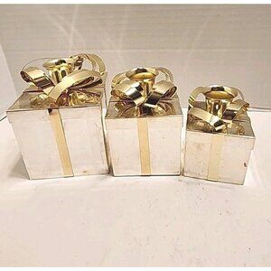 Set Of 3 Godinger Gift Present Candle Holders Gold And Silver Some Stains SEE